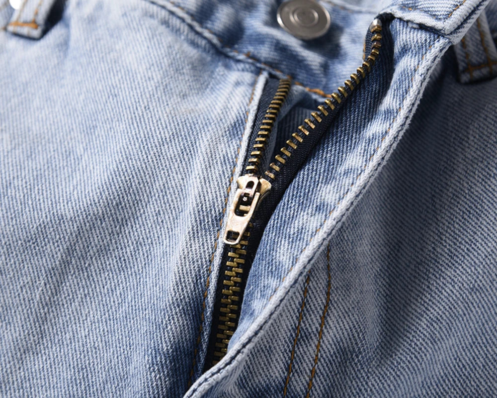 high street vibe style patchwork frayed jeans pants for men retro washed hole ripped casual loose denim trousers oversized unique jeans style 2373