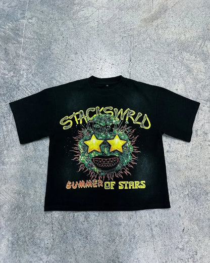 Y2k Summer New Fashion Cartoon Animation Printed Oversized T-shirt Women Harajuku Casual Cotton Round Neck Short-sleeved Men Street King Limited
