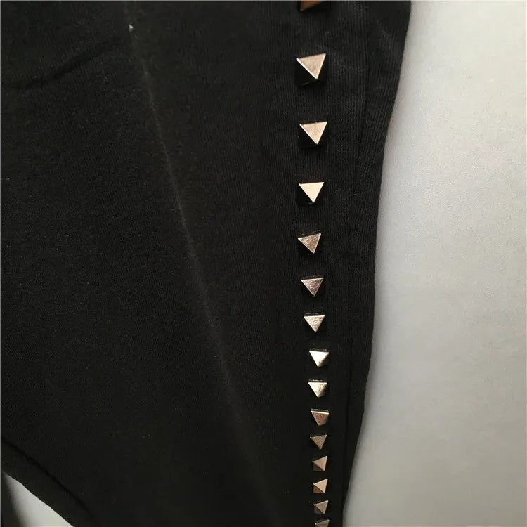 high new novelty luxury men 21 classic side metal rivets pockets comfortable cotton parkour sweat casual pants sweatpants d47 unique joggers style 4209