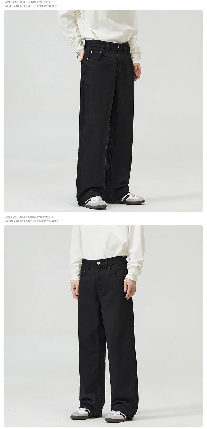 men solid color denim wide leg straight streetwear fashion loose casual jeans pants women y2k jeans trousers unique jeans style 1717