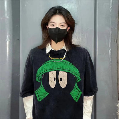 VINTGAE TALK Retro Tops Anime Printing High-Street Cotton Quality T-Shirt Street King Limited
