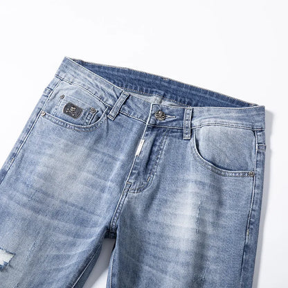 high 2023 new classical pirate metal skull bone luxurious embroidered jeans cotton denim pants comfort casual jeans 28 38 204 unique jeans style 64