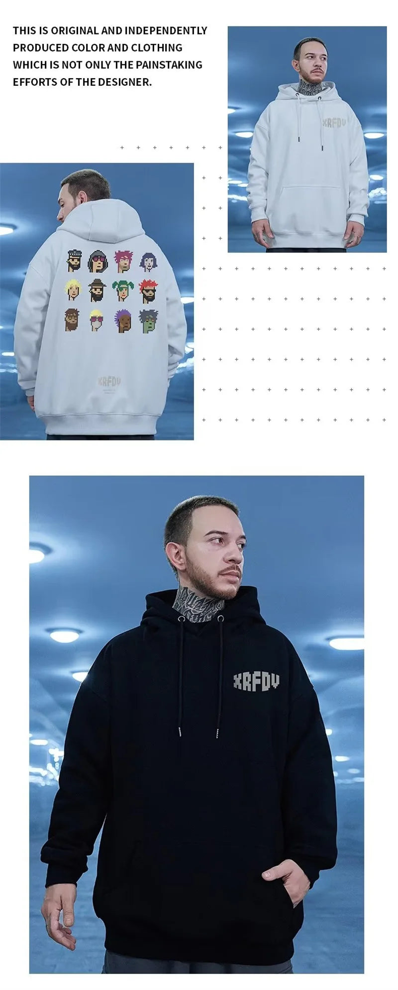 Funny Pixel Figure Graphic Hoodies For Men Autumn Y2K Streetwear Pullovers Hooded Sweatshirts Hombre Harajuku Hip Hop Hoody Street King Limited