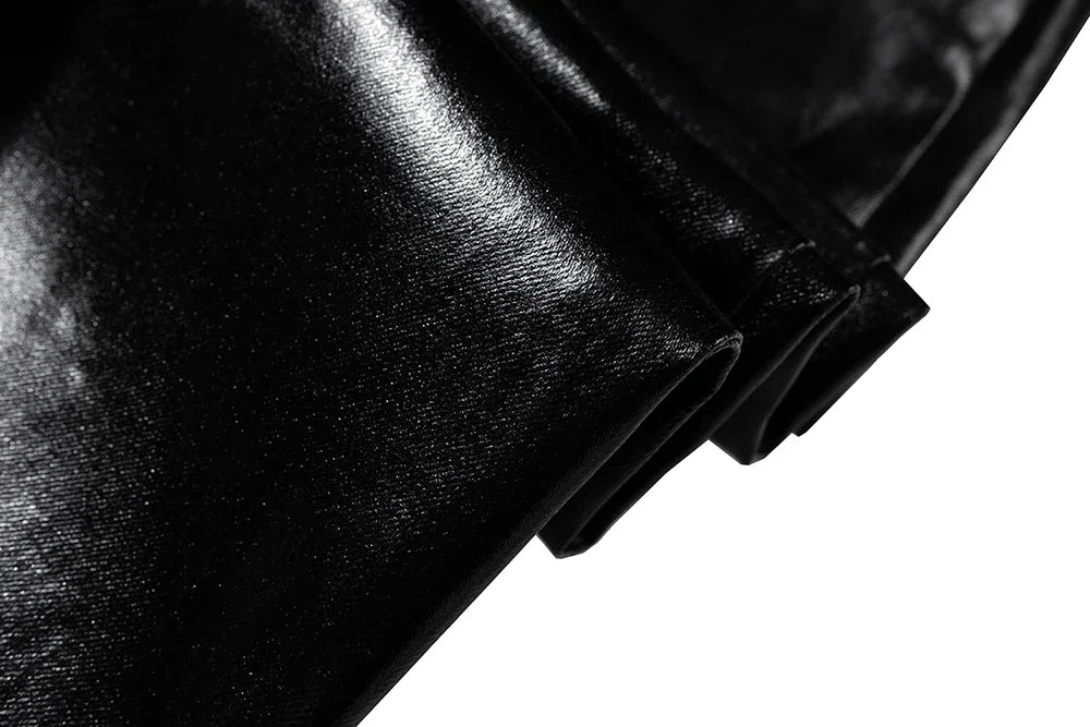 high street wide leg glossy pu leather pants sashes boot cut men and wome straight baggy casual jeans oversized flared trousers unique jeans style 3642