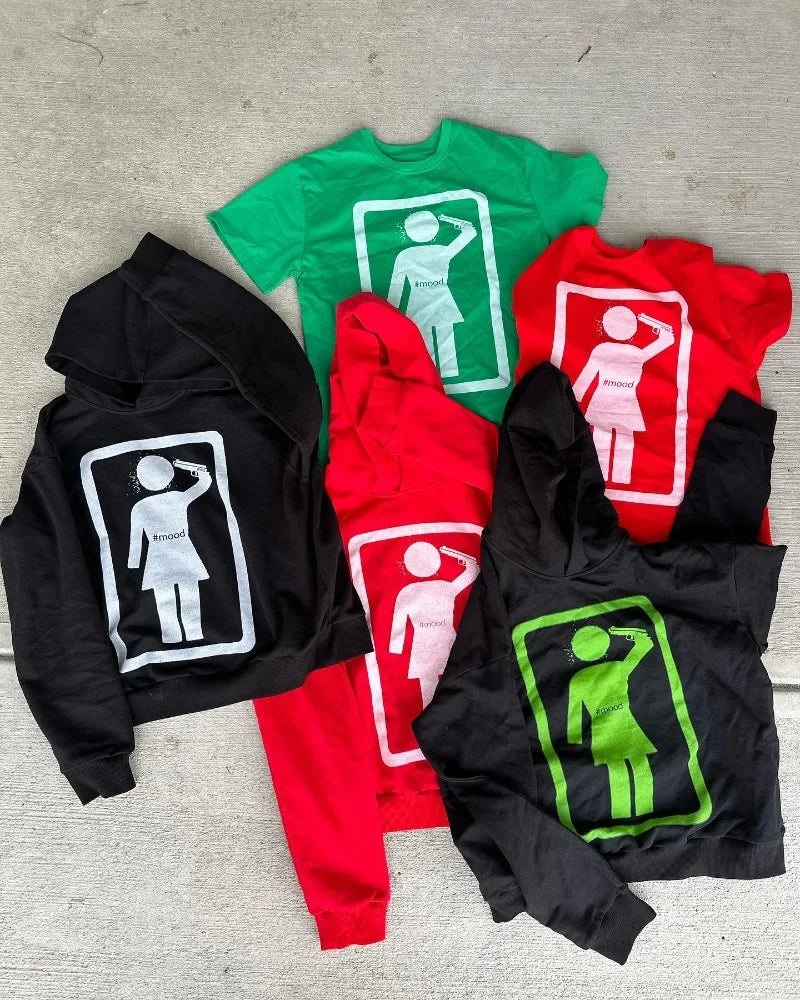 American Gothic Cartoon Pattern Oversized Hoodie Women's Y2K Street Hip Hop Harajuku Fashion Loose Long Sleeve Sweatshirt Men's Street King Limited