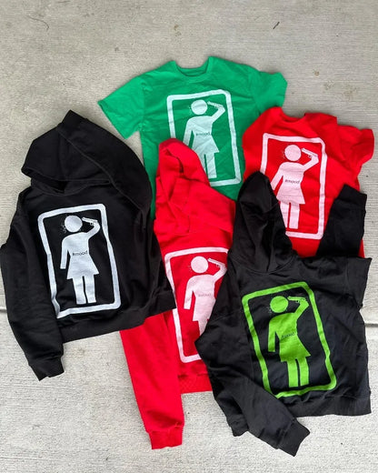 American Gothic Cartoon Pattern Oversized Hoodie Women's Y2K Street Hip Hop Harajuku Fashion Loose Long Sleeve Sweatshirt Men's Street King Limited