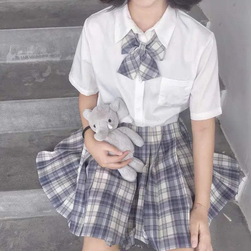 Jk Uniforms Gyaru School Uniform for Girl Student Pleated Skirt Uniform Set Women Short Sleeve Bow Tie Seifuku Japanese Style Street King Limited