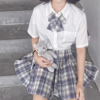 Jk Uniforms Gyaru School Uniform for Girl Student Pleated Skirt Uniform Set Women Short Sleeve Bow Tie Seifuku Japanese Style Street King Limited
