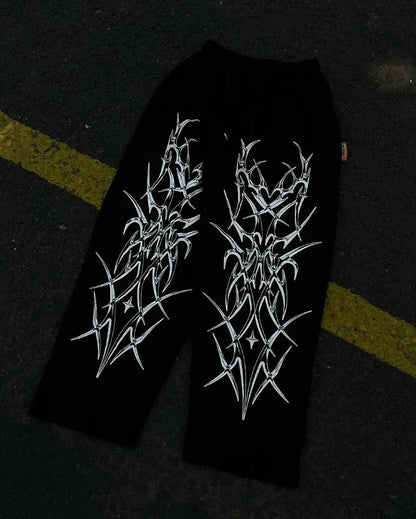 american high street trendy brand loose floor mopping trousers men y2k gothic punk dark style printed oversized trousers women unique default style 3600