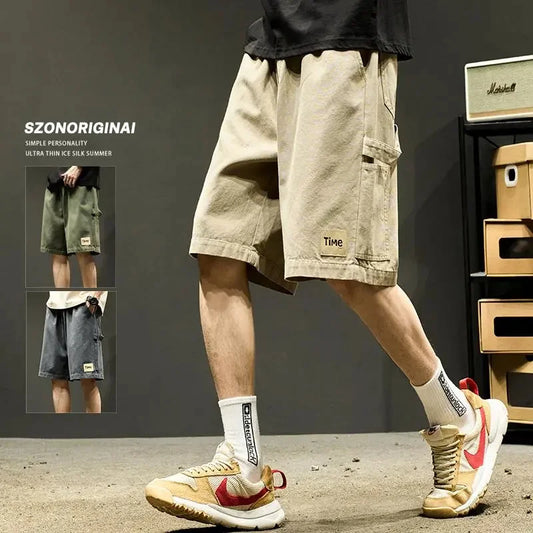 summer american casual retro shorts for men 2025 new loose straight short sweatpant streetwear fashion five point baggy bermudas casual joggers