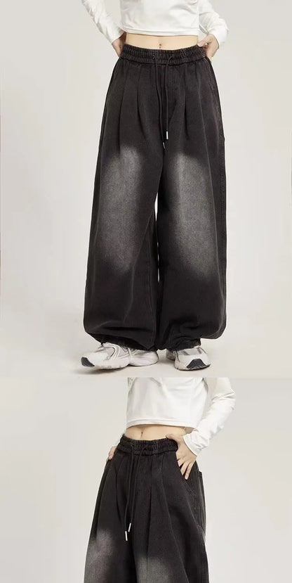 y2k american street hip hop men and women trendy personality straight tube loose jeans couple retro washed wide leg casual pants unique jeans style 4693