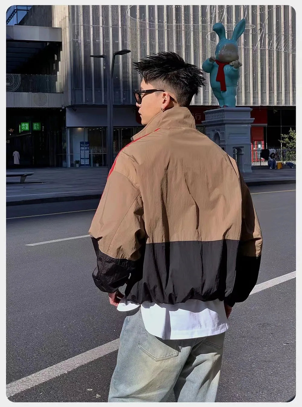spring korean varsity jacket men women patchwork college coat 2023 color block sport jackets loose windbreaker stand collar unique default style 3277
