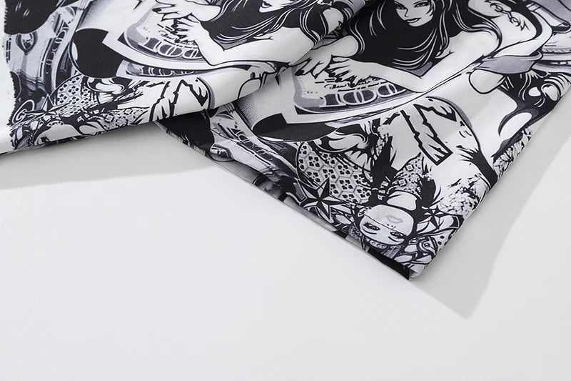 Anime Graphics Print Shirt New Casual Short Sleeve Harajuku Hawaiian Shirt Hip Hop Streetwear Loose Top Shirts for Mens Clothing Street King Limited