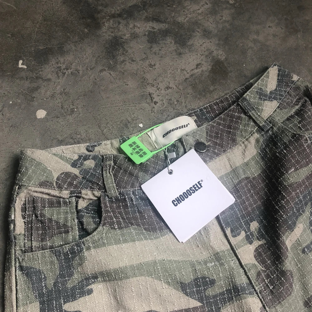frog drift fashion american style streetwear camouflage cargo pants vintage clothing loose cotton trousers for men unisex unique cargo style 5136