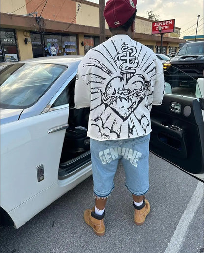 Denim Gym Shorts Men Women Y2K Hip Hop Retro Rhinestones Streetwear Shorts Gothic Baggy Jeans High Waist Basketball Shorts Street King Limited