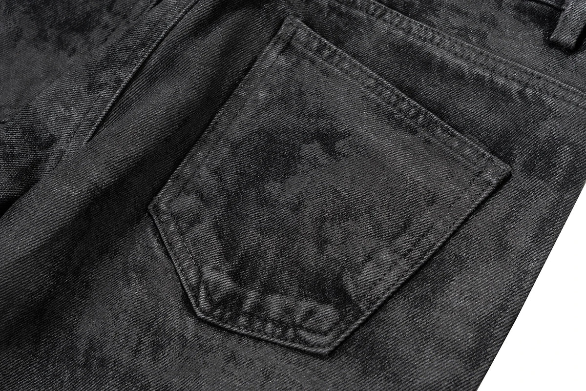 high street hand brushed glue sparkling baggy flare jeans for men y2k pantalones hombre leather pants oversized denim trousers 1 unique jeans style 5422