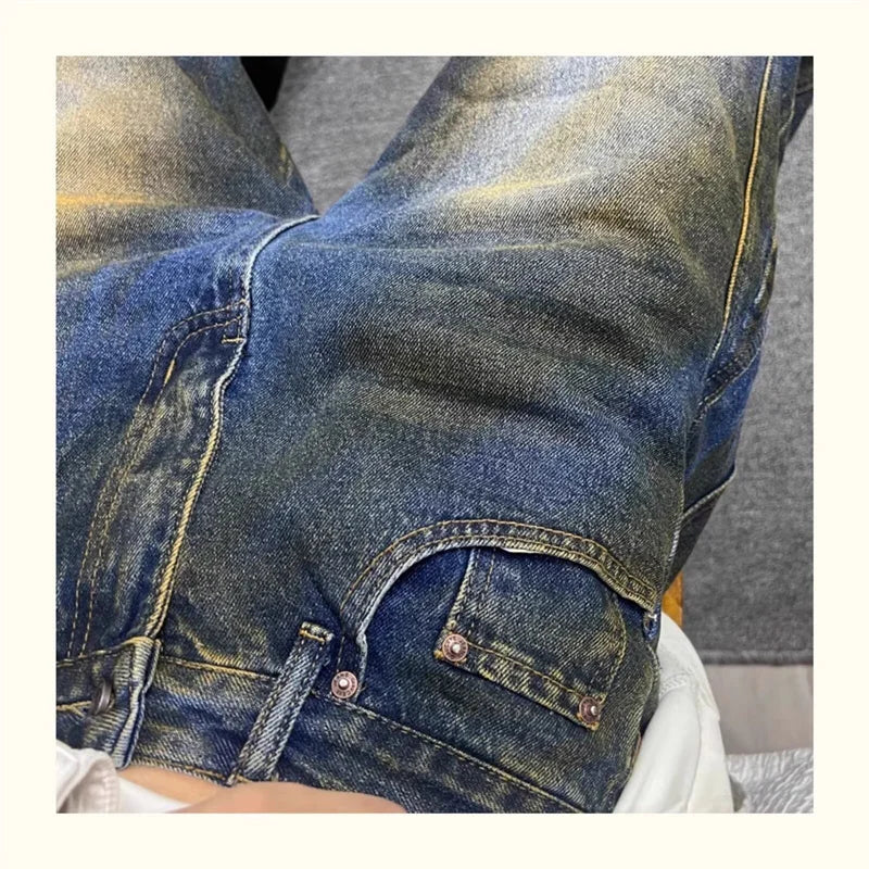 autumn hip hop graffiti painted baggy jeans mens y2l streetwear wide leg denim pants punk fashion distressed gradient jean unique jeans style 271