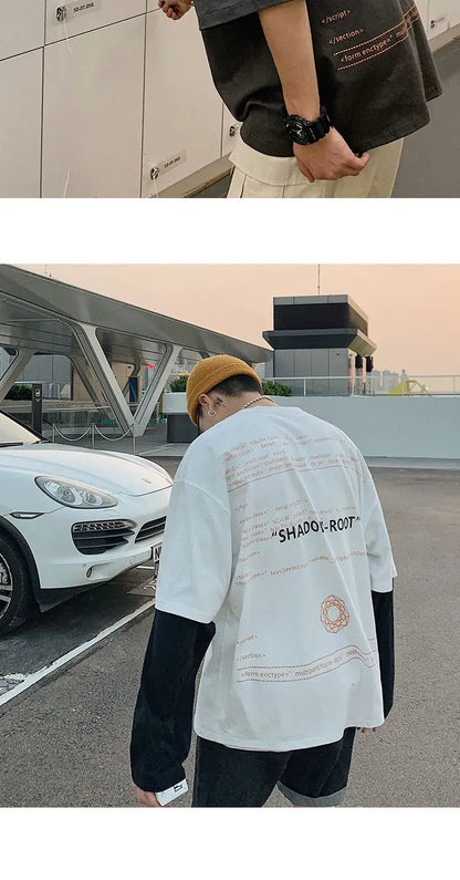 Summer quarter-sleeved men's T-shirt ins clothes trend Korean style loose mid-sleeve short-sleeved T-shirt half-sleeved T shirts Street King Limited