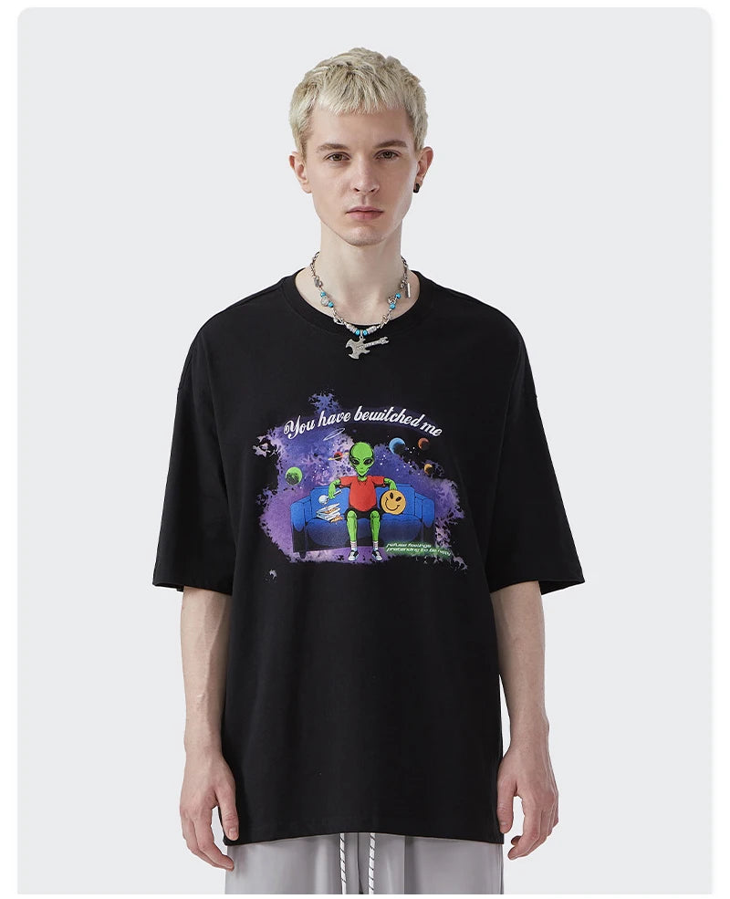 Rainbowtouches T Shirt 2022 Vintage Unisex High Street Alien Graphic Oversize Mens T Shirts Street Fashion Hip Hop Cotton Shirts Street King Limited