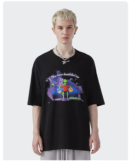 Rainbowtouches T Shirt 2022 Vintage Unisex High Street Alien Graphic Oversize Mens T Shirts Street Fashion Hip Hop Cotton Shirts Street King Limited