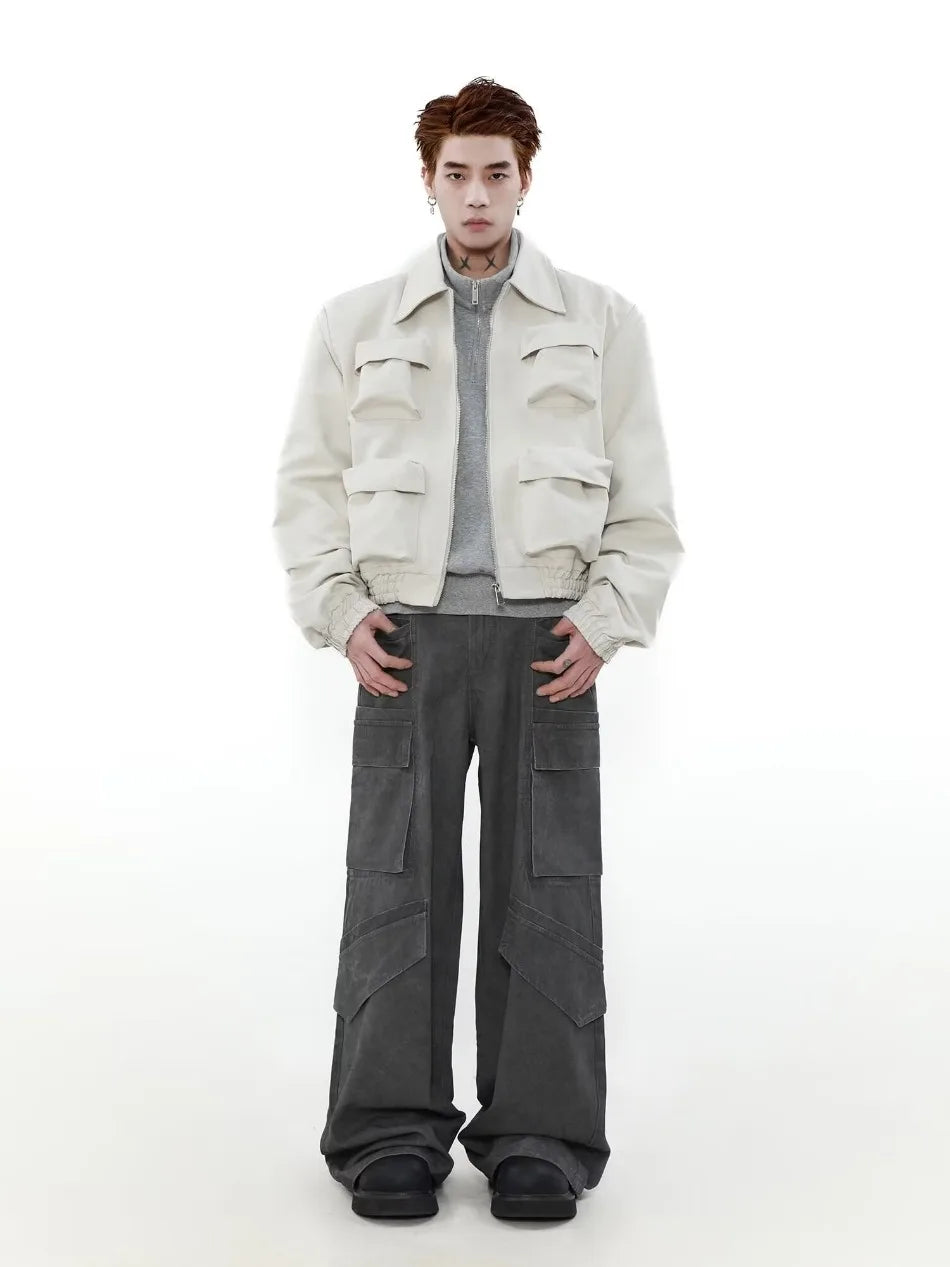 spring american pilot jacket mens street trend three dimensional multi pockets shoulder padded coats high street outwear unisex unique default style 3144