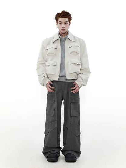 spring american pilot jacket mens street trend three dimensional multi pockets shoulder padded coats high street outwear unisex unique default style 3144