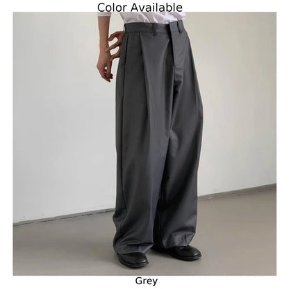 mens straight tube ice silk pants casual slacks youth thin wide leg pants business summer pants soft vintage trousers menswear bottoms