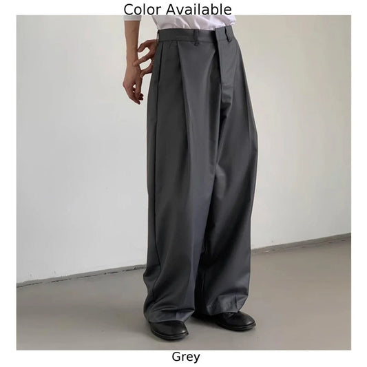 mens straight tube ice silk pants casual slacks youth thin wide leg pants business summer pants soft vintage trousers menswear bottoms