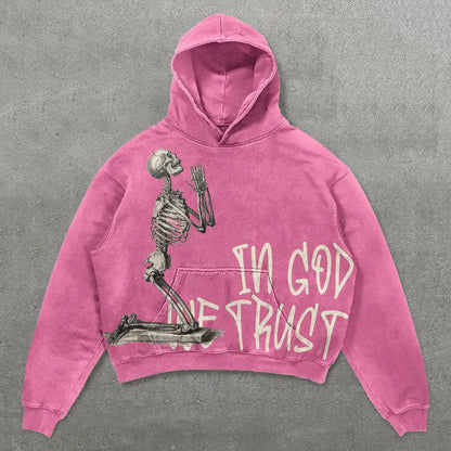 Harajuku Oversized Diamond skull Print Streetwear Hoodie Vintage Streetwear Tops Sweatshirt Goth Hoodies Women Y2k Clothes Street King Limited