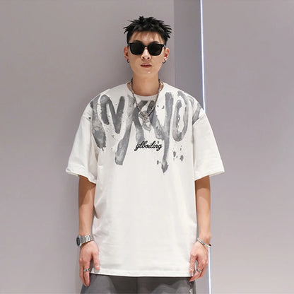 2024 New American Letter Print T-shirt Men's Summer Short Sleeve Cotton Oversize Tee Shirts Hip Hop Fashion Y2K Breathable Tops Street King Limited