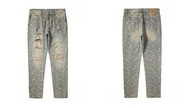 fashion paisy denim jeans mens destoryed holes zipper jeans pants hip hop streetwear new summer casual joggers loose jeans pants unique joggers style 1235