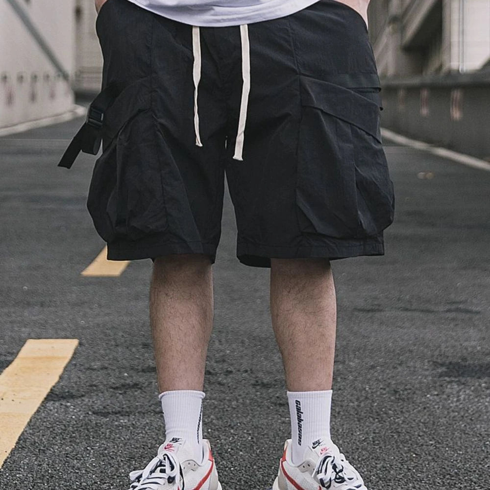 Korean trendy brand personality printed short sleeved T shirt Fashion street Y2K men and women straight functional work shorts Street King Limited