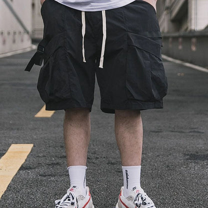 Korean trendy brand personality printed short sleeved T shirt Fashion street Y2K men and women straight functional work shorts Street King Limited
