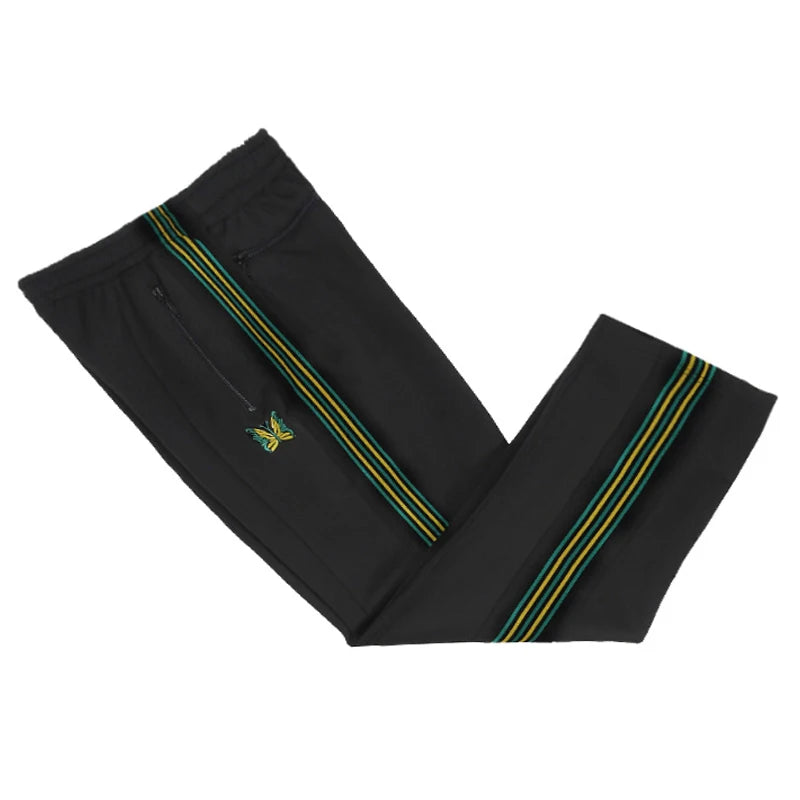 good quality brown motion casual pants men woman lovers trend side edge weaving embroidery drawstring loose trousers unique default style 4833