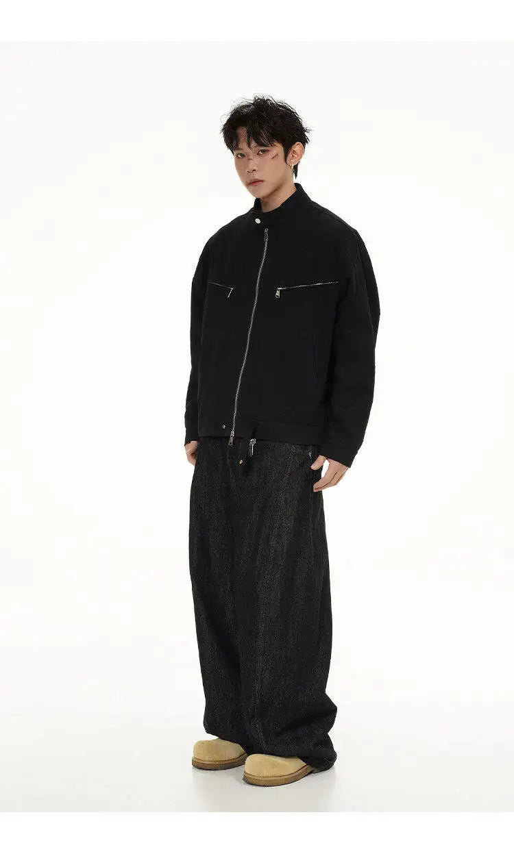 spring autumn fashion motorcycle jacket men stand collar loose casual korean streetwear vintage cargo jackets coat outerwear unique cargo style 208