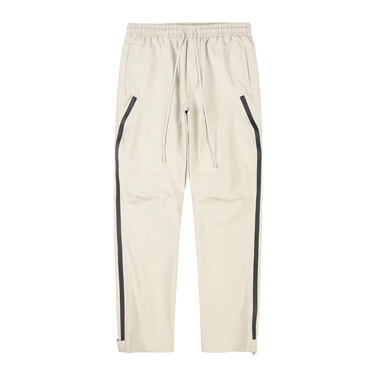 y2k pantalones hombre front two long zipper drawstring trousers unisex vibe style solid baggy cargo pants oversized overalls multi-pocket cargos