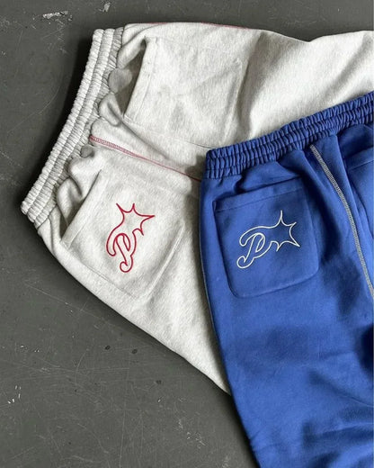 Harajuku Hip Hop Letter Y2K Streetwear PROTECT Sweatpants  Men Women Pattern Embroidered Casual Pants Gray Drawstring Trousers Street King Limited