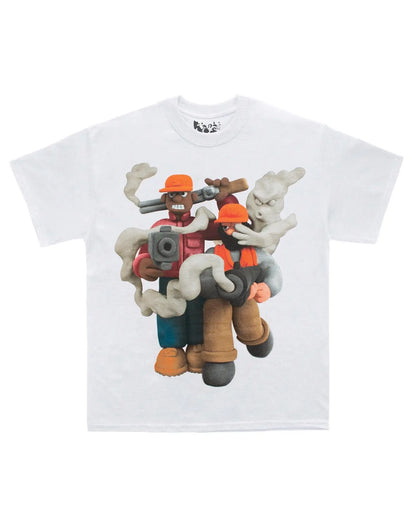 2024 New Fashion Gothic Cartoon Letters Printed Oversized Round Neck T-Shirt Women's Retro Casual Versatile Short Sleeve Top Street King Limited