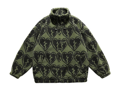 winter lambswool coat men casual streetwear grimace print parka hip hop grain fleece coat loose college warm outwear unisex new unique default style 4969