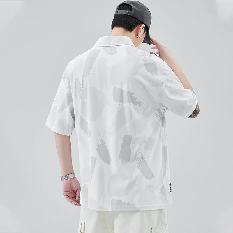 Streetwear Summer Short Sleeve Lapel Polo Shirt Mens Full Print Tee Shirts Korean Summer Short Sleeve Lapel Polo Shirt Mens Full Print Tee Shirts Korean Fashion Pocket Golf Wear Button Camisa Polo Masculina Fashion Sweater Jacket With Graphic Design For Men