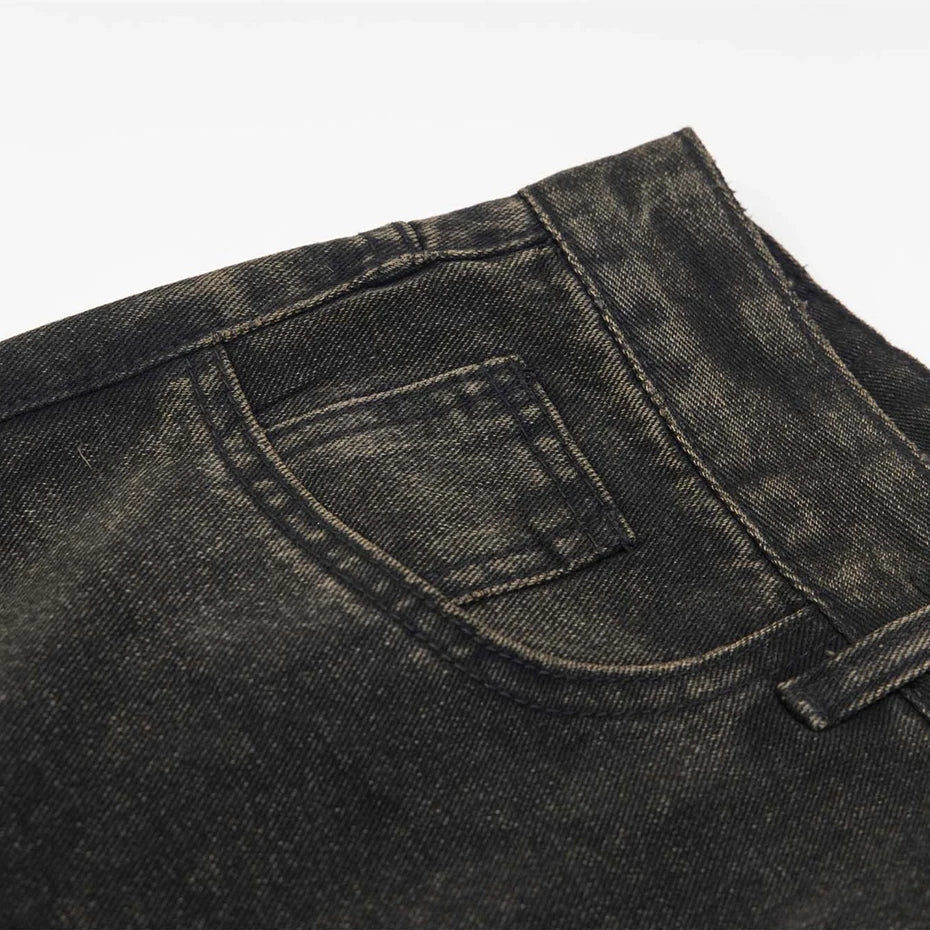 vintage black mens jeans patchwork hip hop baggy jeans man streetwear harajuku loose straight denim pants vintage washed jeans