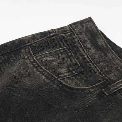 vintage black mens jeans patchwork hip hop baggy jeans man streetwear harajuku loose straight denim pants vintage washed jeans