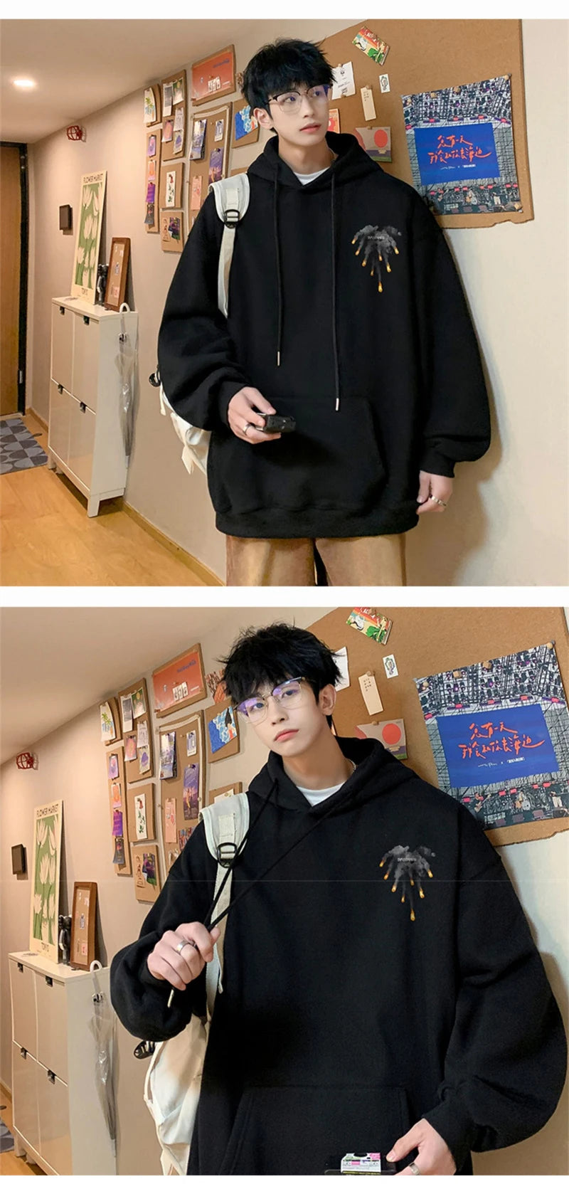 New Anime Meteorite Fall Graphic Printed Hooded Sweatshirts Hombre Hip Hop Streetwear Clothes Loose Y2K Vintage Pullover Hoodies Street King Limited