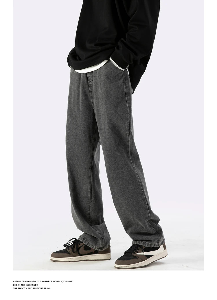 fashion loose streetwear denim basic pants unisex casual zipper jean pant hip hop trousers joggers men straight jeans traf homme unique joggers style 1397