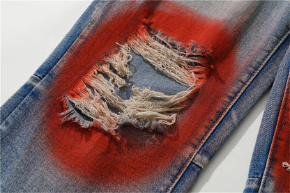 Men's Vintage Jeans 2023 New Ripped Holes Straight Denim Pants Streetwear Hip Hop Harajuku Jeans Trousers Street King Limited