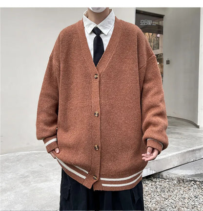 2023 British Retro Cardigan Sweater New Korean Harajuku Academic Knitted Sweater Pullover Hip Hop Streetwear Loose Knitwear Tops Street King Limited