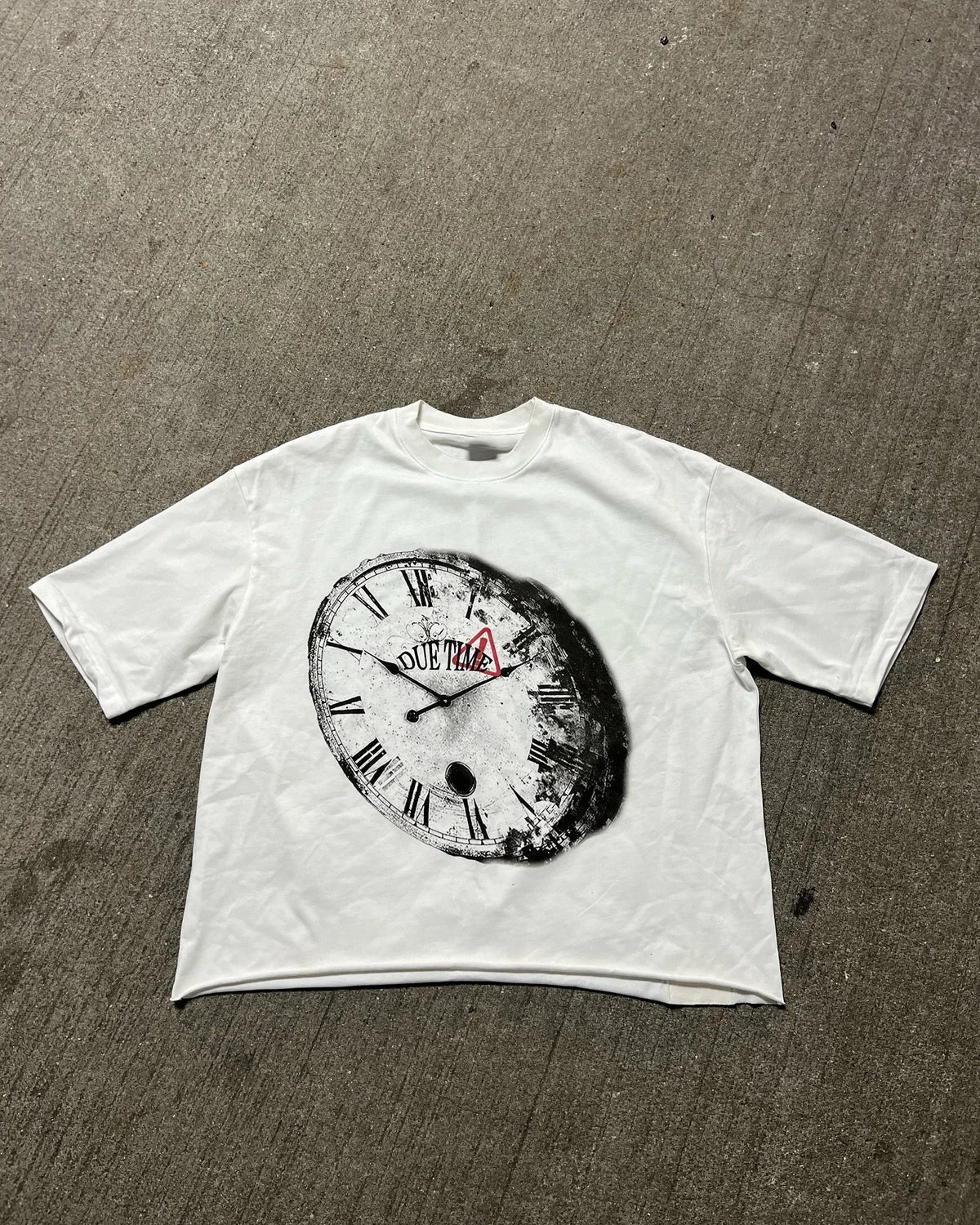 2000s Trendy Letter Portrait Clock Print Retro Loose T-shirt Y2k Harajuku High Street Round Neck Oversized Short Sleeves tees Street King Limited