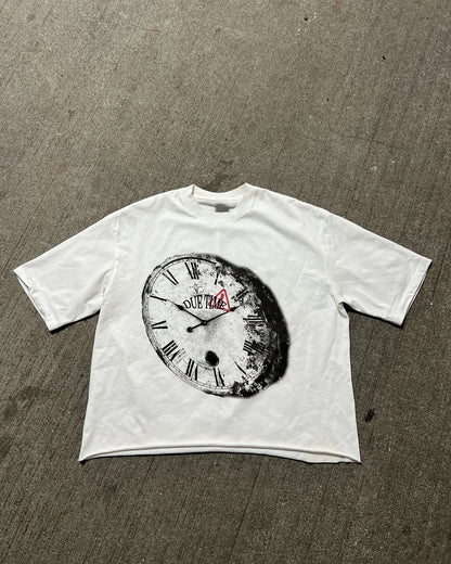 2000s Trendy Letter Portrait Clock Print Retro Loose T-shirt Y2k Harajuku High Street Round Neck Oversized Short Sleeves tees Street King Limited