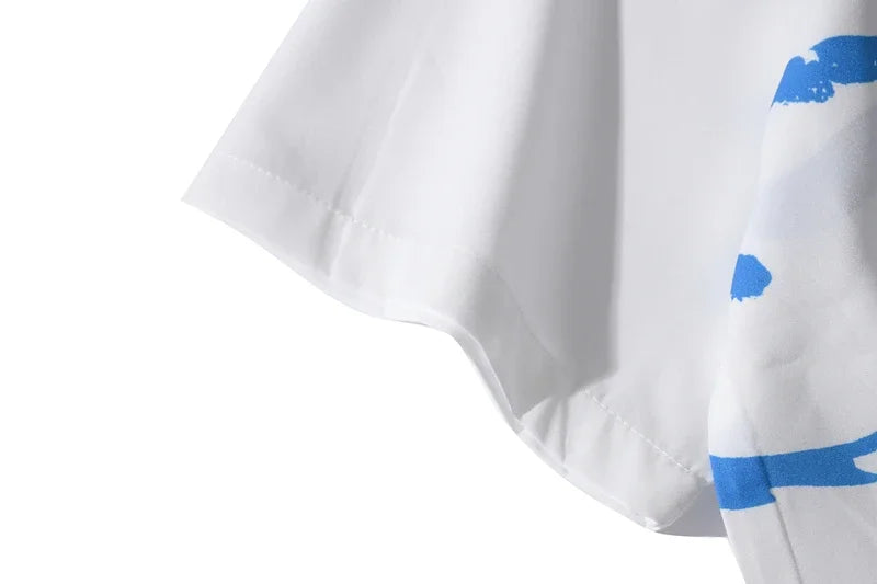 Dark Icon White Graffiti Hawaiian Shirts Street Men's Polo Shirt Summer Light Weight Cool Material Blouse Male Tops Street King Limited
