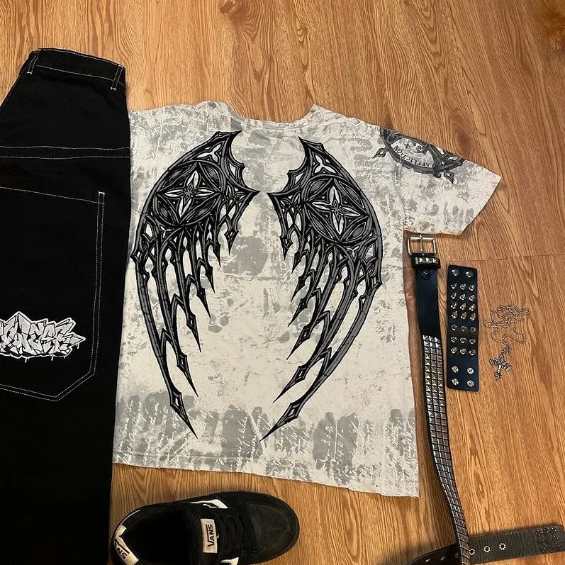 harajuku tapout and wexwear suit graphic embroidered jeans black skateboard pants y2k jeans tracksuit t shirt for men streetwear vintage washed jeans
